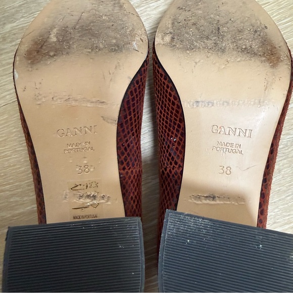 Ganni Burgundy Snakeskin Heels - Picture 3 of 5